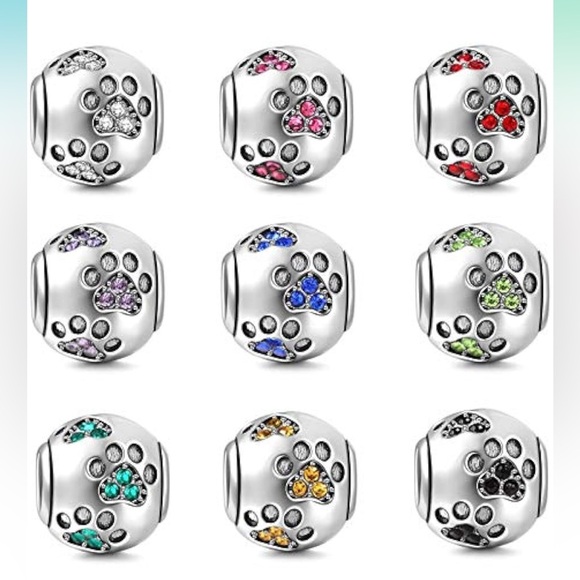 Pink Paw Print Charm fits all pandoras sterling silver 925 stamped - Picture 3 of 3